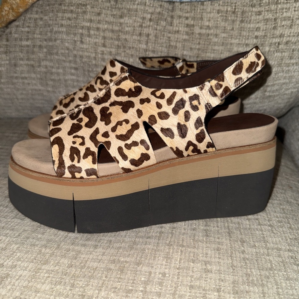 NakedFeet Naked Feet Geo Leopard Real Calf Hair Mega Platform Sandals-Sz 10 NWOT